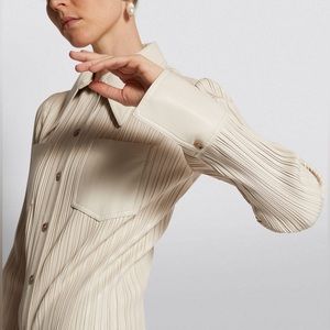 Nanushka Lee Pleated Vegan Leather Long Dress Jacket Coat NWT